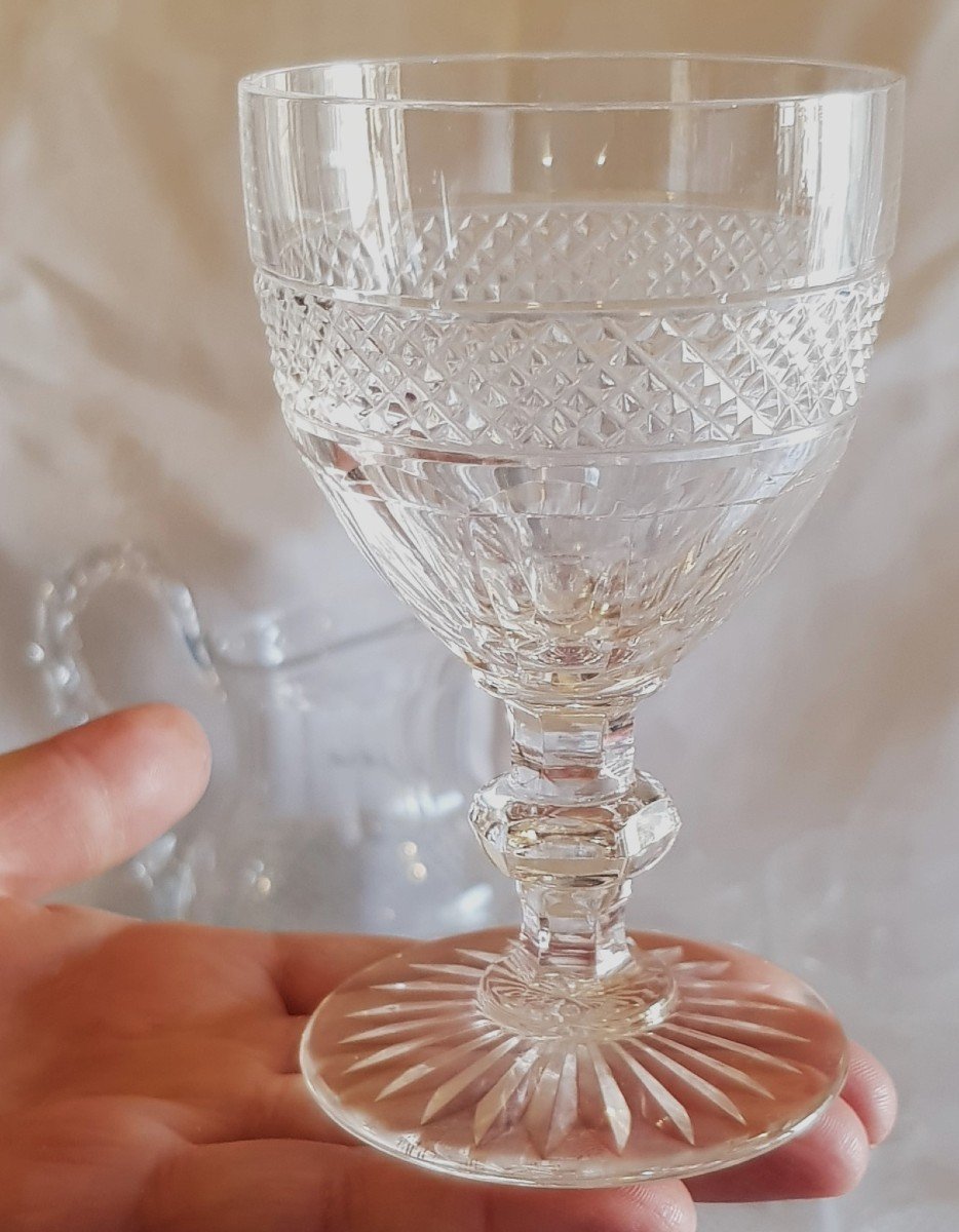 Serie 6 bicchieri da vino antichi in cristallo Saint Louis modello Trianon-photo-3
