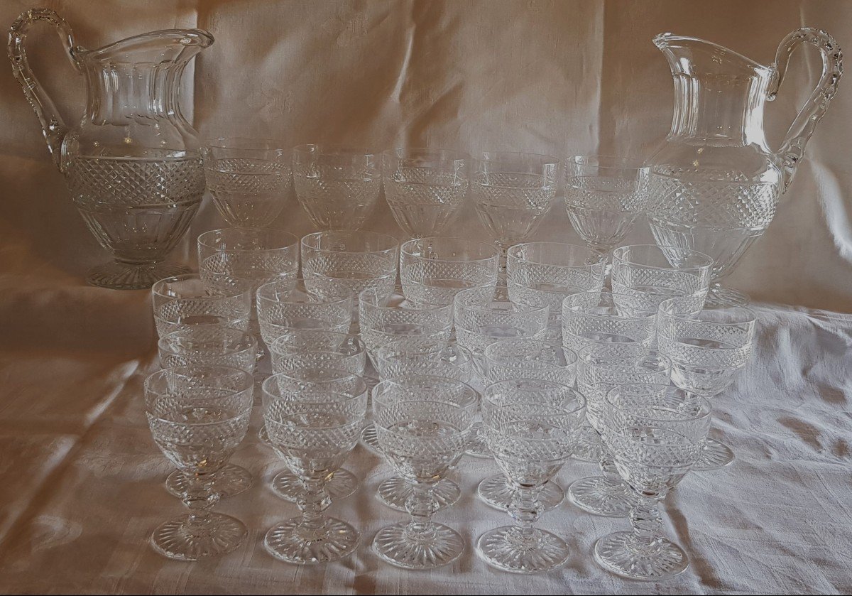 Serie 6 bicchieri da vino antichi in cristallo Saint Louis modello Trianon-photo-6