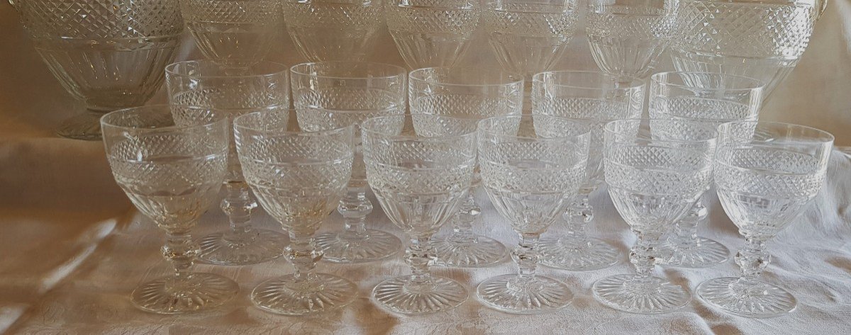 Serie 6 bicchieri da vino antichi in cristallo Saint Louis modello Trianon