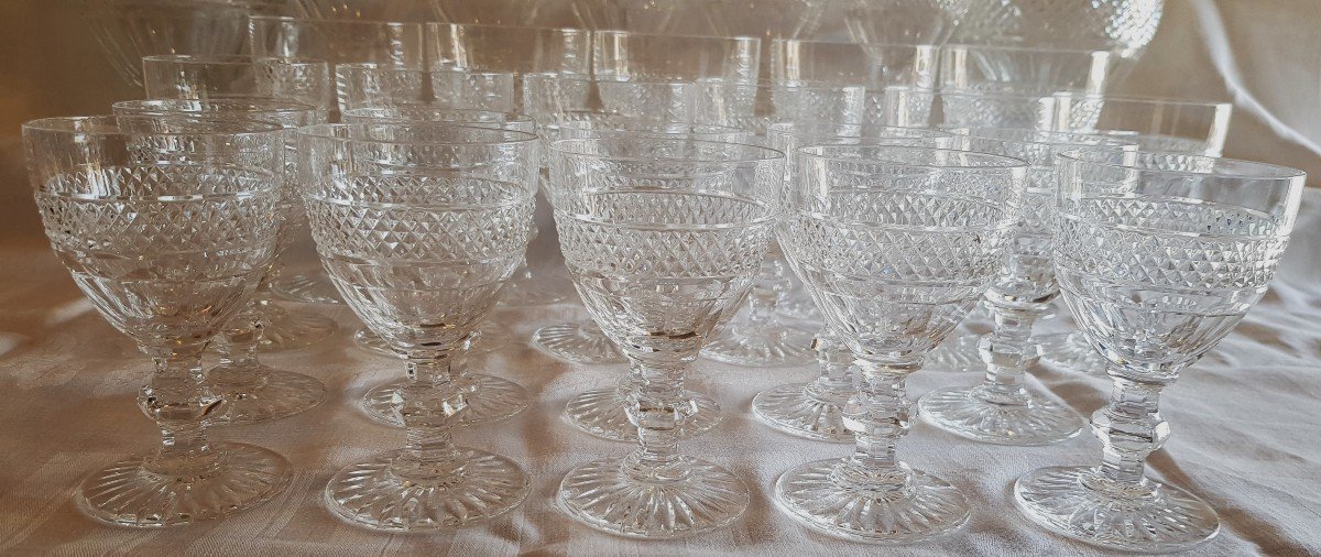 Serie 10 bicchieri da liquore antichi in cristallo Saint Louis modello Trianon-photo-3