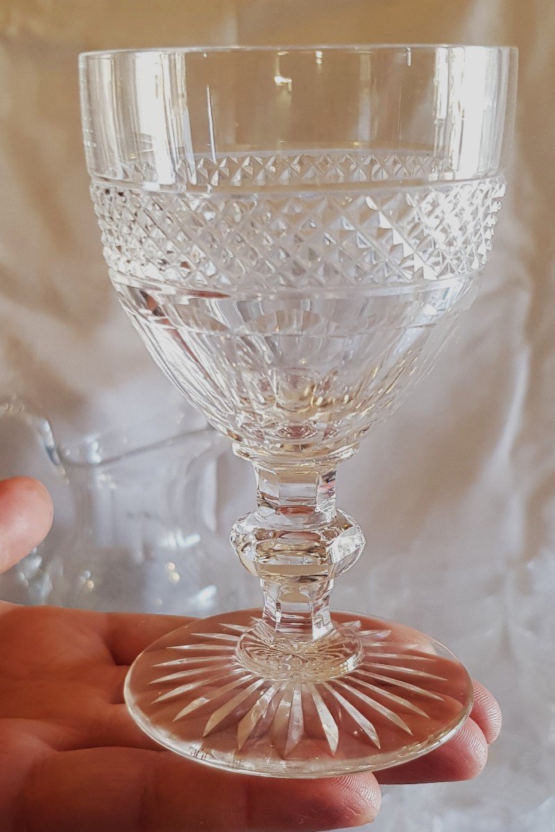 Serie 10 bicchieri da liquore antichi in cristallo Saint Louis modello Trianon-photo-4