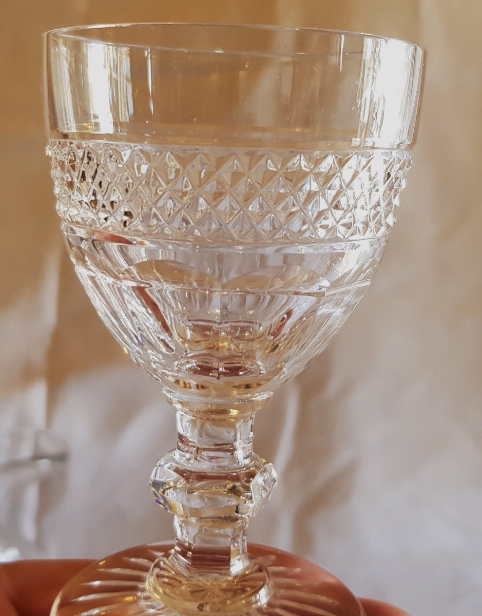 Serie 10 bicchieri da liquore antichi in cristallo Saint Louis modello Trianon-photo-1