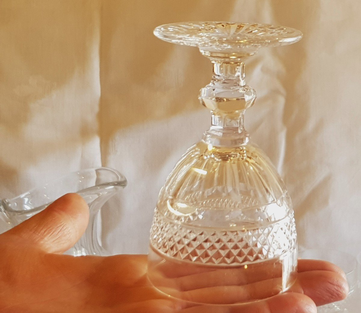 Serie 10 bicchieri da liquore antichi in cristallo Saint Louis modello Trianon-photo-2
