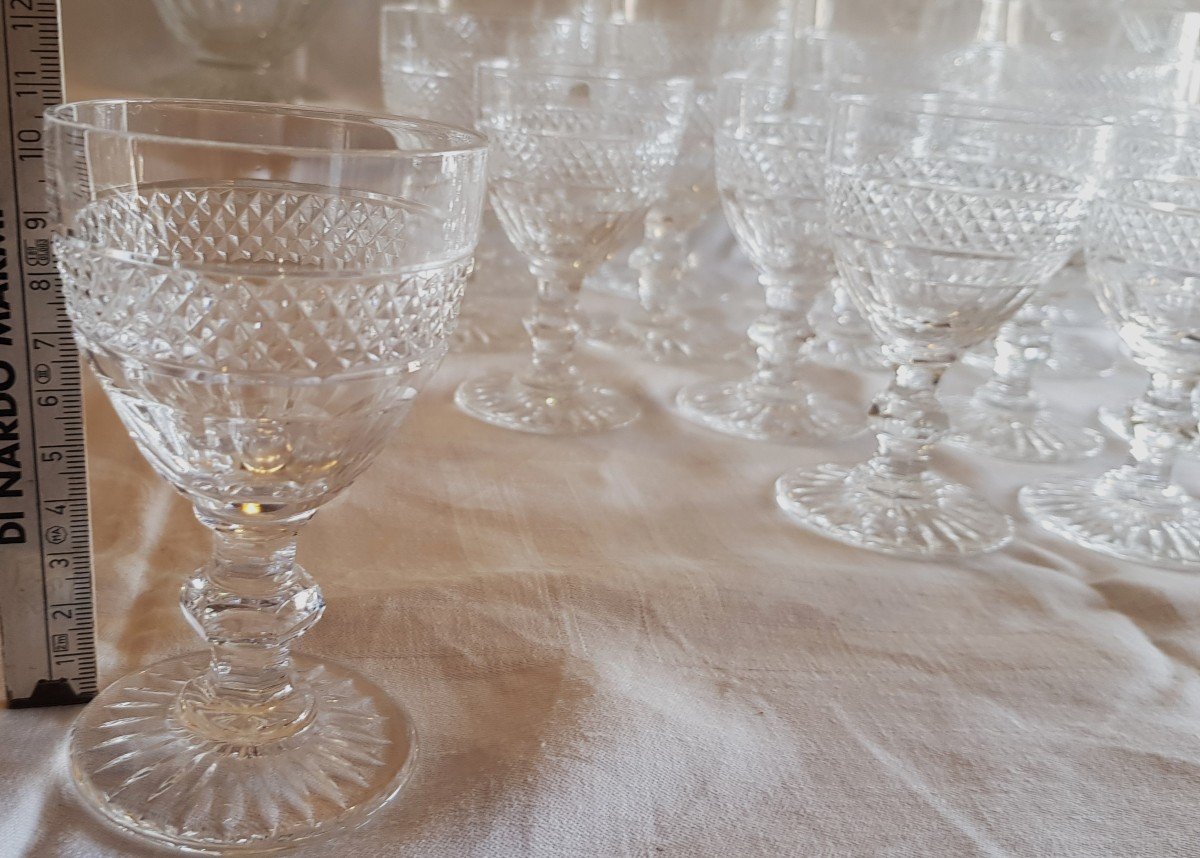 Serie 10 bicchieri da liquore antichi in cristallo Saint Louis modello Trianon-photo-4