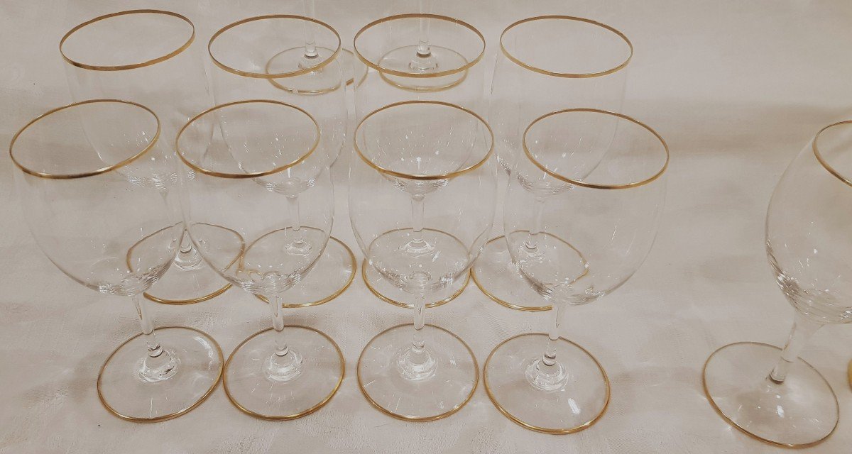 Lotto 17 Bicchieri In Cristallo Baccarat Modello Perfection profili oro-photo-3