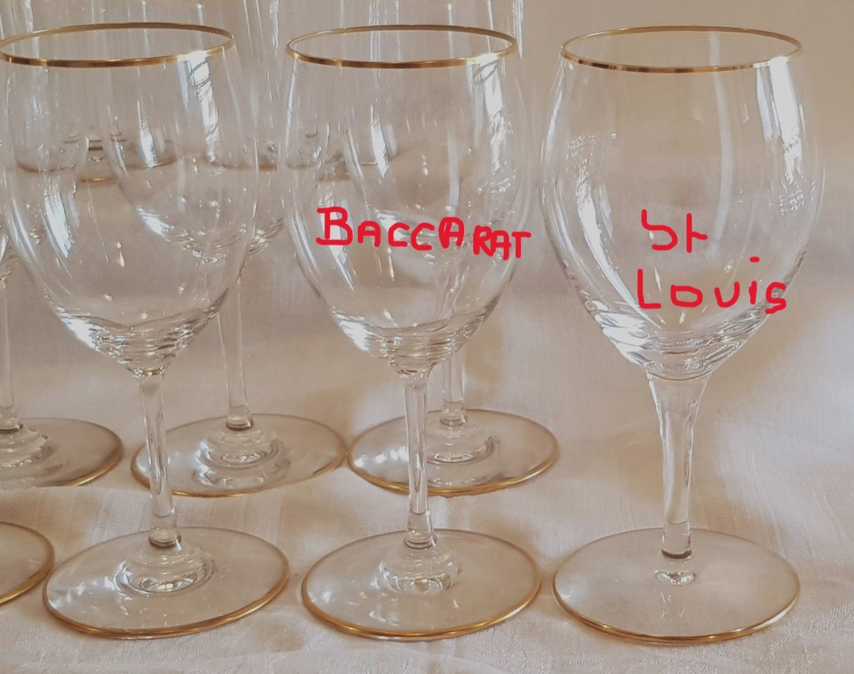 Lotto 17 Bicchieri In Cristallo Baccarat Modello Perfection profili oro-photo-4