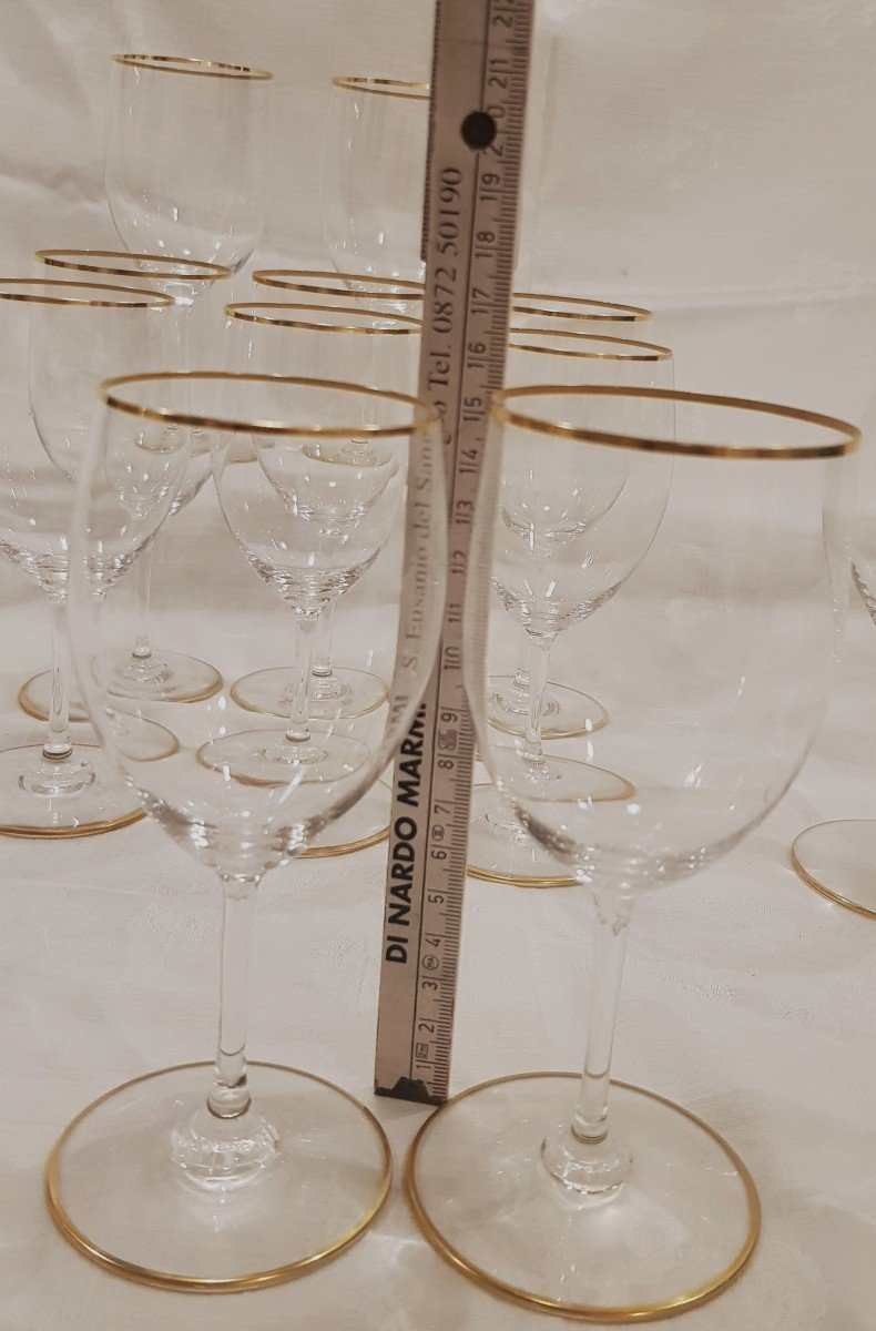 Lotto 17 Bicchieri In Cristallo Baccarat Modello Perfection profili oro-photo-5
