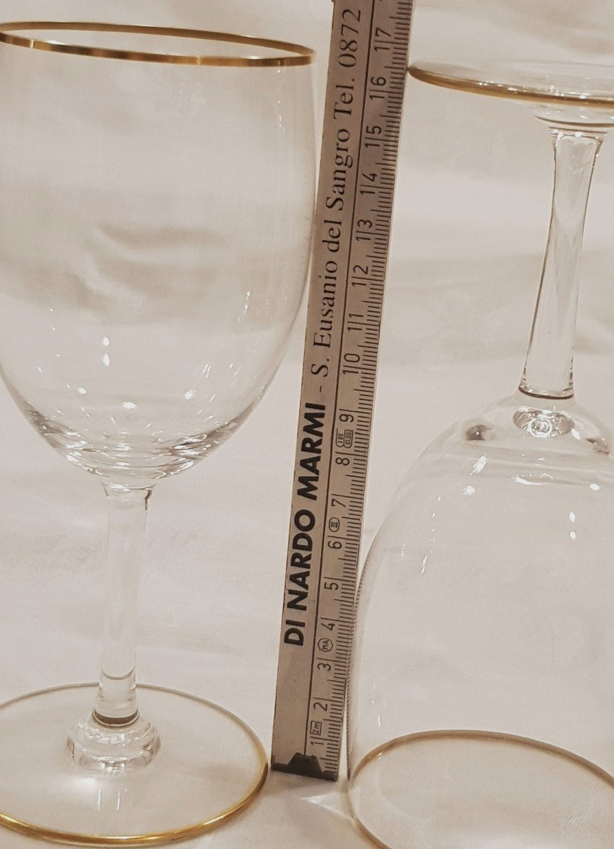 Lotto 17 Bicchieri In Cristallo Baccarat Modello Perfection profili oro-photo-7