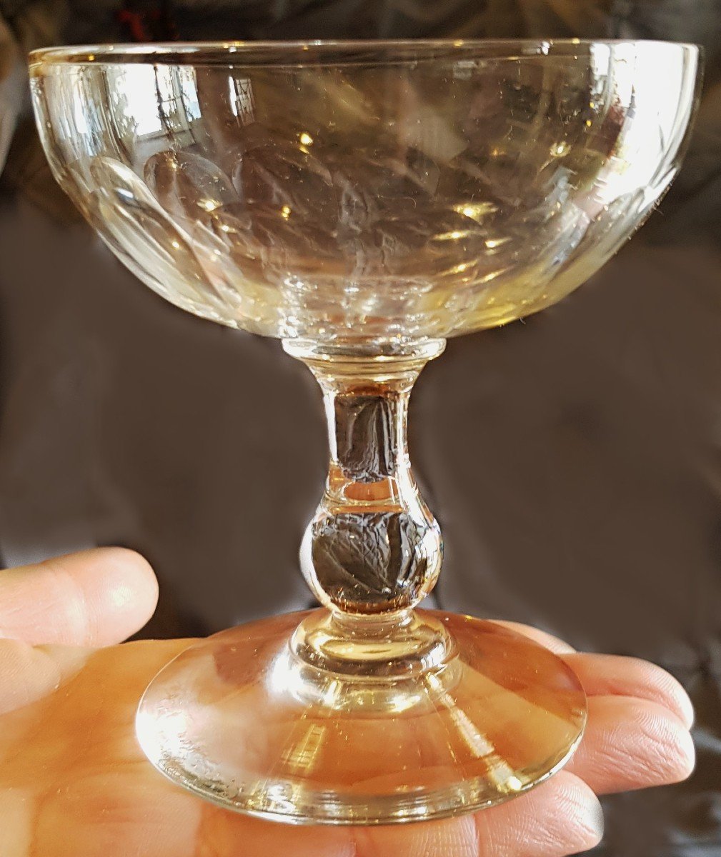 serie di 6 bicchieri da champagne in cristallo molato antico della fine del 800-photo-4