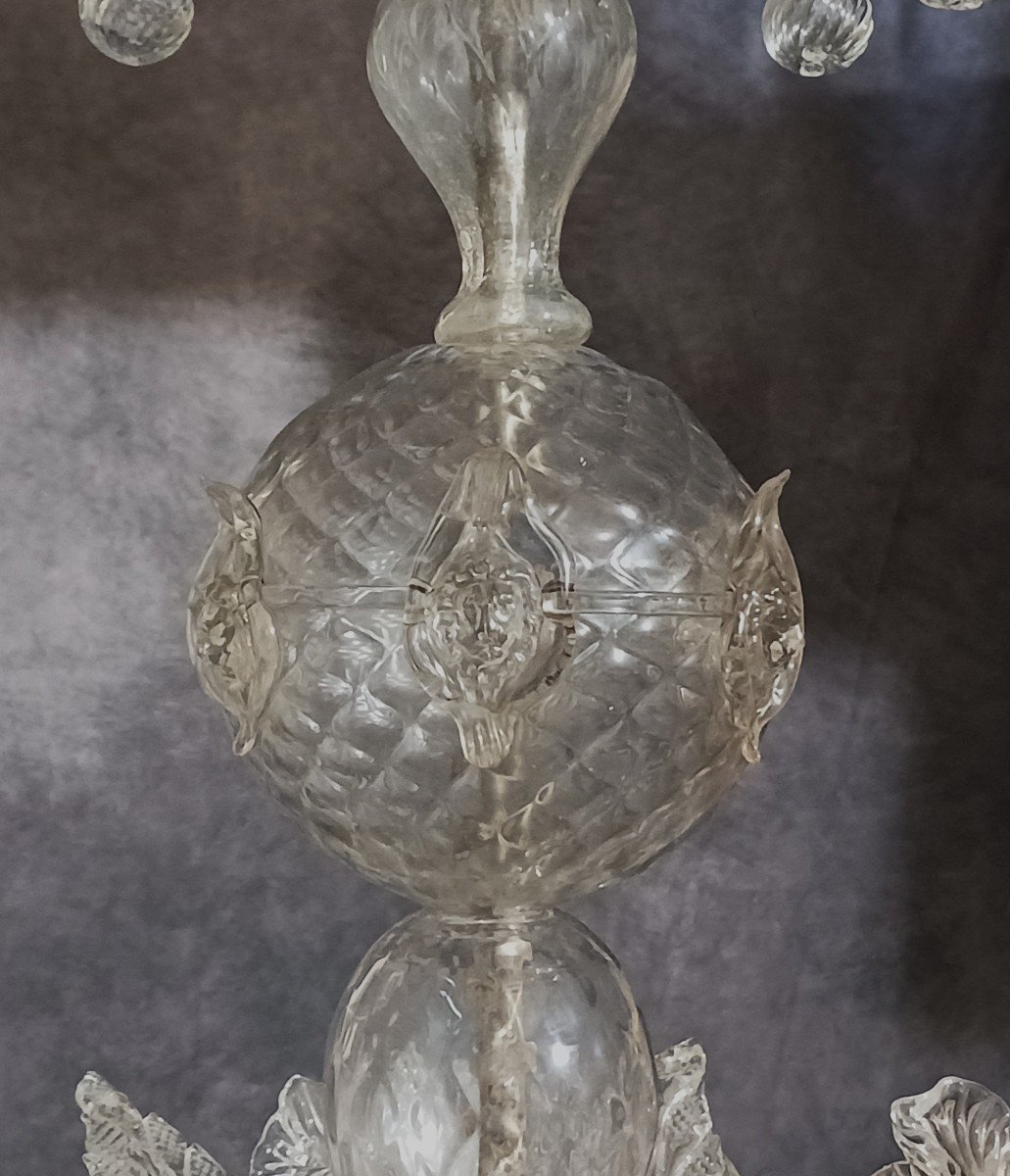 Antico lampadario Ca Rezzonico in vetro di Murano soffiato-photo-4