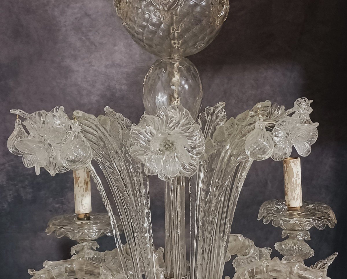 Antico lampadario Ca Rezzonico in vetro di Murano soffiato-photo-2