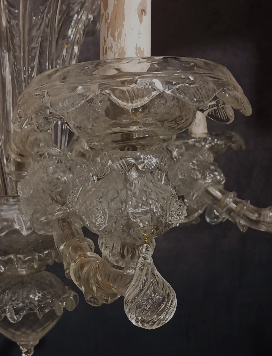 Antico lampadario Ca Rezzonico in vetro di Murano soffiato-photo-5