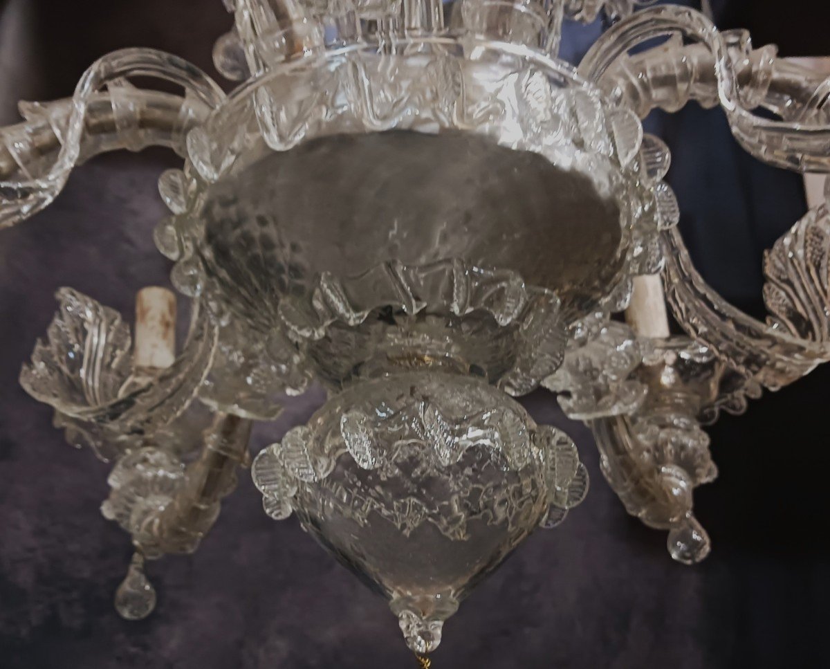 Antico lampadario Ca Rezzonico in vetro di Murano soffiato-photo-7
