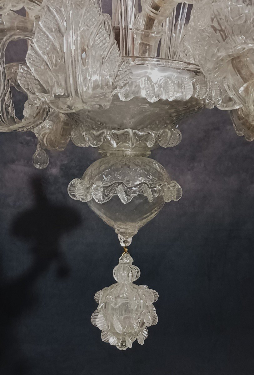 Antico lampadario Ca Rezzonico in vetro di Murano soffiato-photo-8