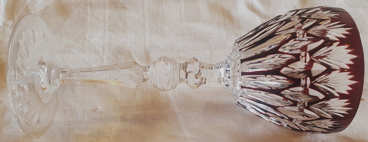 serie di 6 antichi bicchieri da aperitivo in cristallo arlecchino di Lorena-photo-2
