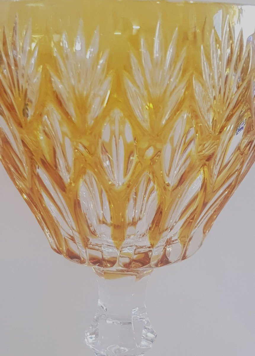 serie di 6 antichi bicchieri da aperitivo in cristallo arlecchino di Lorena-photo-3
