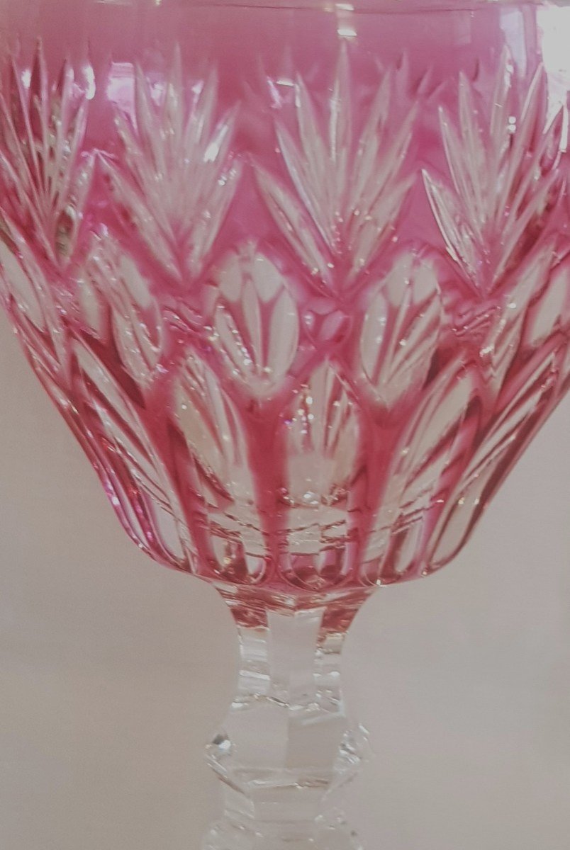 serie di 6 antichi bicchieri da aperitivo in cristallo arlecchino di Lorena-photo-5