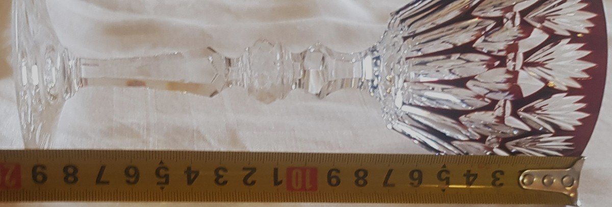 serie di 6 antichi bicchieri da aperitivo in cristallo arlecchino di Lorena-photo-7