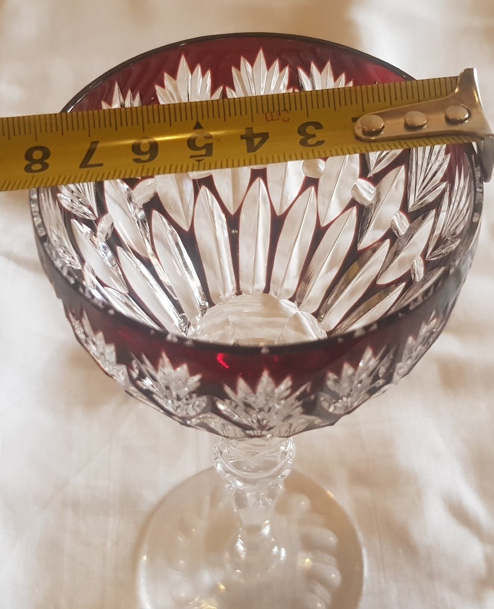 serie di 6 antichi bicchieri da aperitivo in cristallo arlecchino di Lorena-photo-8