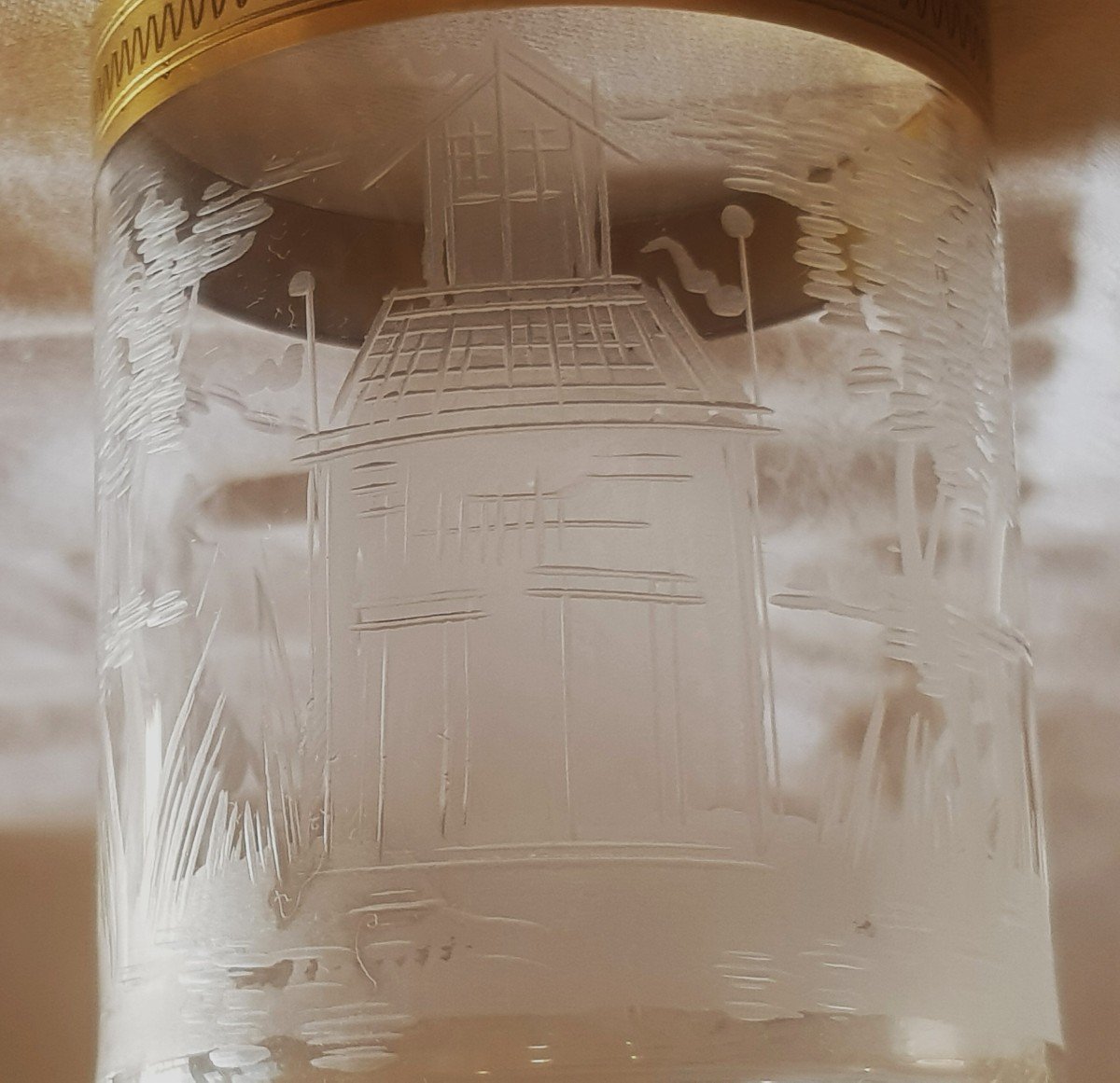 Serie 10 bicchieri Antichi incisi alla mola di  La Scena Della Battaglia-photo-3