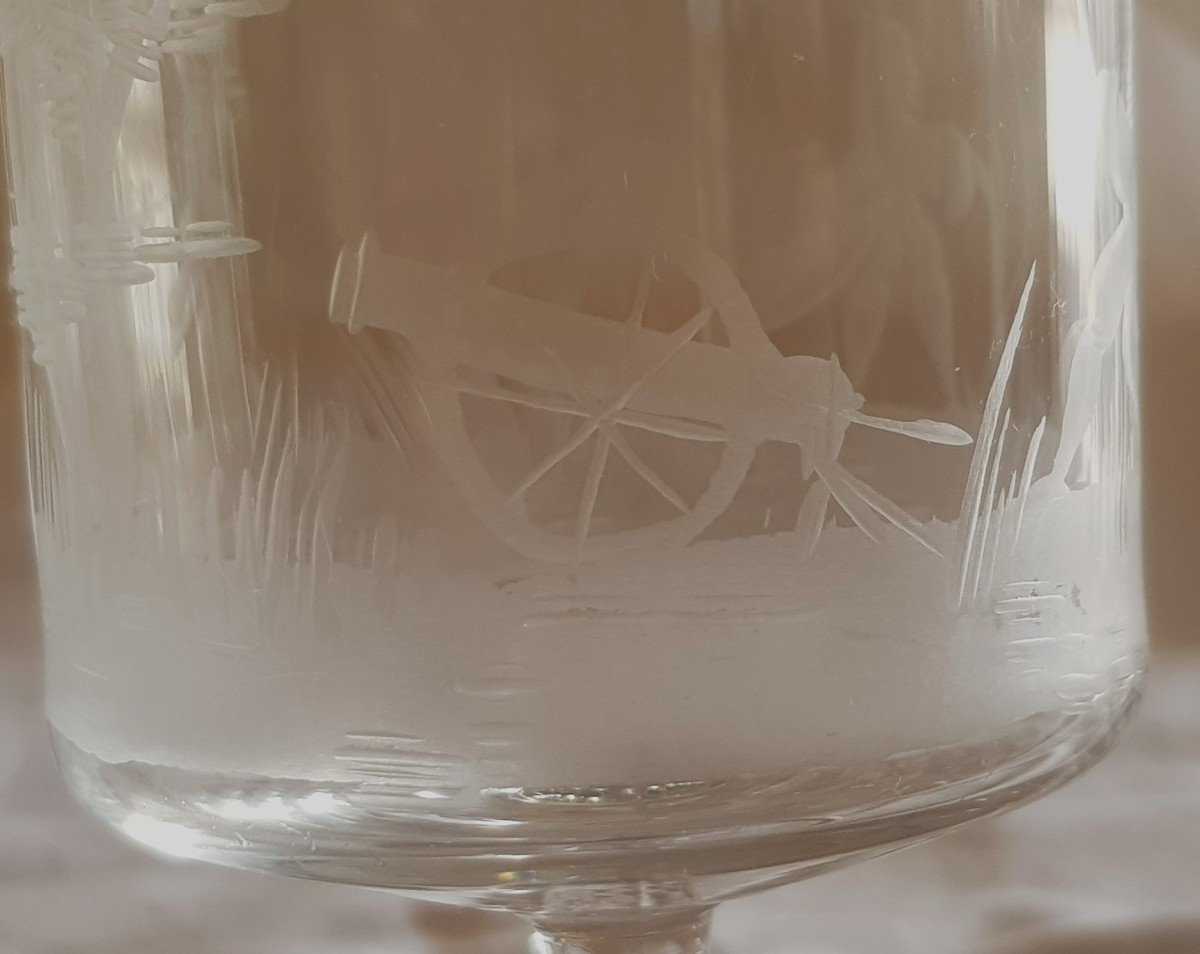Serie 10 bicchieri Antichi incisi alla mola di  La Scena Della Battaglia-photo-1