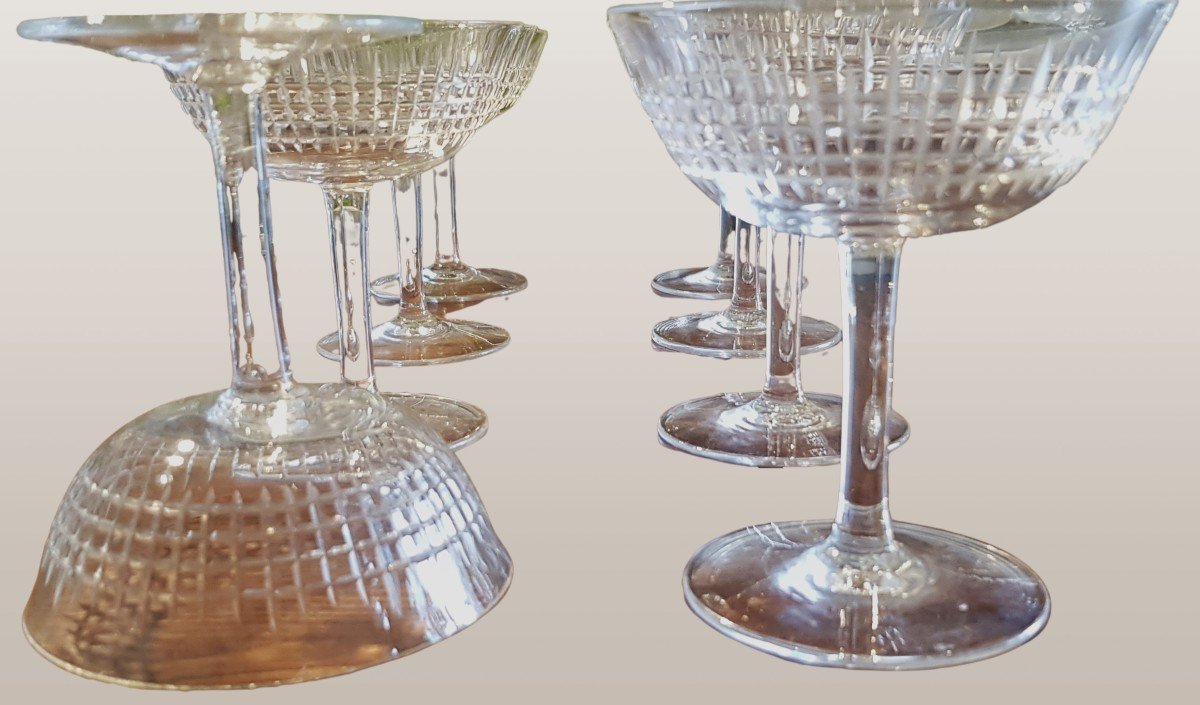 Set di 8 coppe da champagne in cristallo  simili al modello Nancy di Baccarat-photo-2