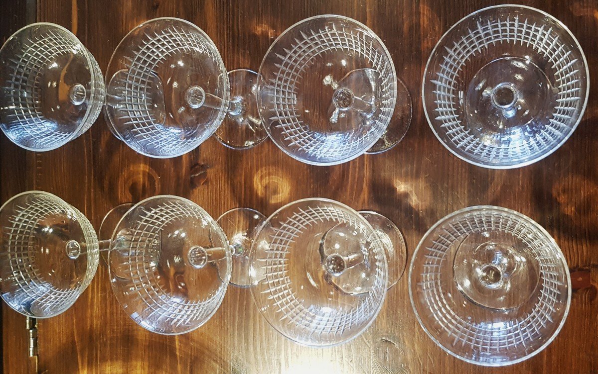 Set di 8 coppe da champagne in cristallo  simili al modello Nancy di Baccarat-photo-3