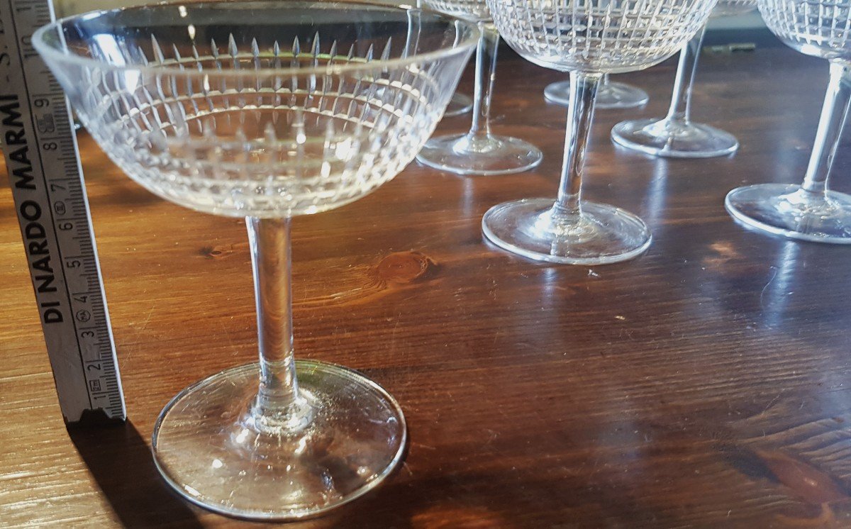 Set di 8 coppe da champagne in cristallo  simili al modello Nancy di Baccarat-photo-4