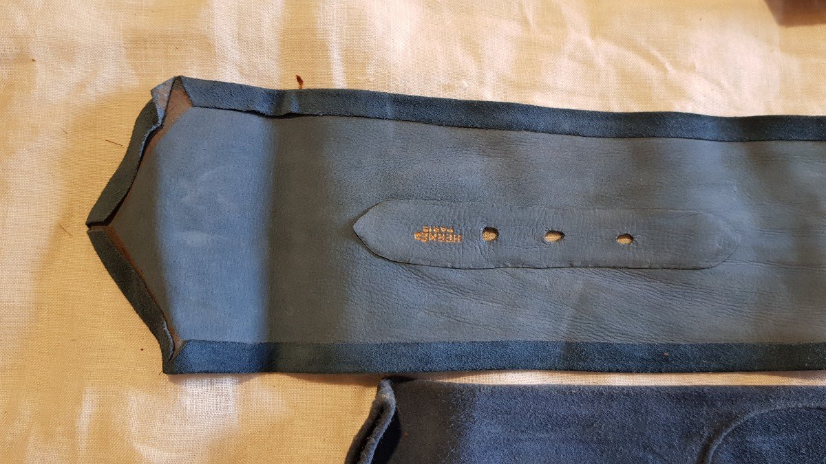 Guanti e cintura in pelle scamosciata di Hermès-photo-4