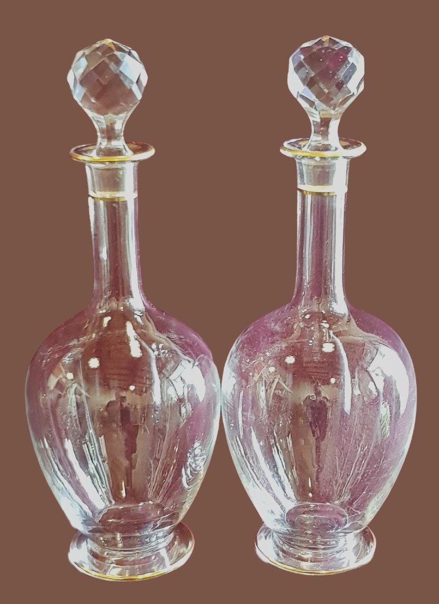 Bellissima Coppia di bottiglie antiche in Cristallo dei primi del XX secolo