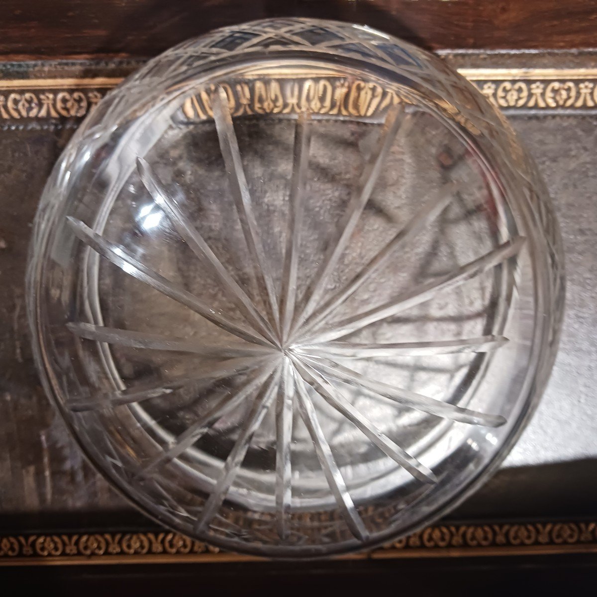 antica  plafoniera in cristallo e ottone diametro 29 cm-photo-1