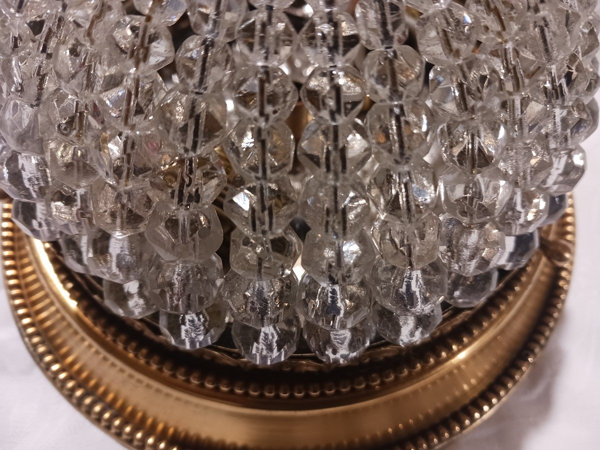 piccola  plafoniera antica  in cristallo e ottone diametro 20 cm-photo-2