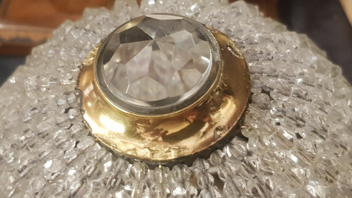 piccola  plafoniera antica  in cristallo e ottone diametro 20 cm-photo-8