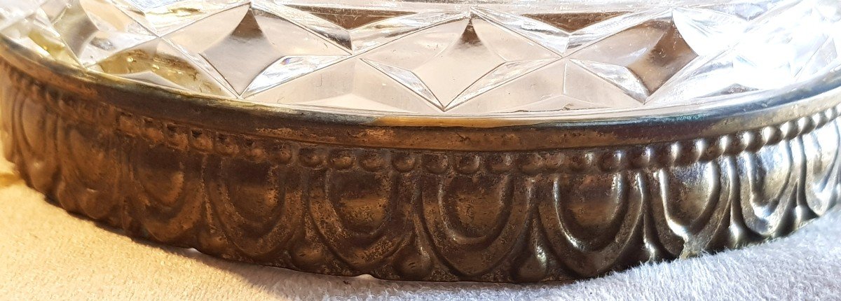 Antica alzata  fruttiera in bronzo e cristallo di Boemia molato-photo-4