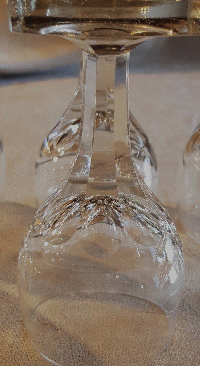 serie di 6 antichi bicchieri da vino liquoroso in cristallo piede quadrato seconda metà '800-photo-3