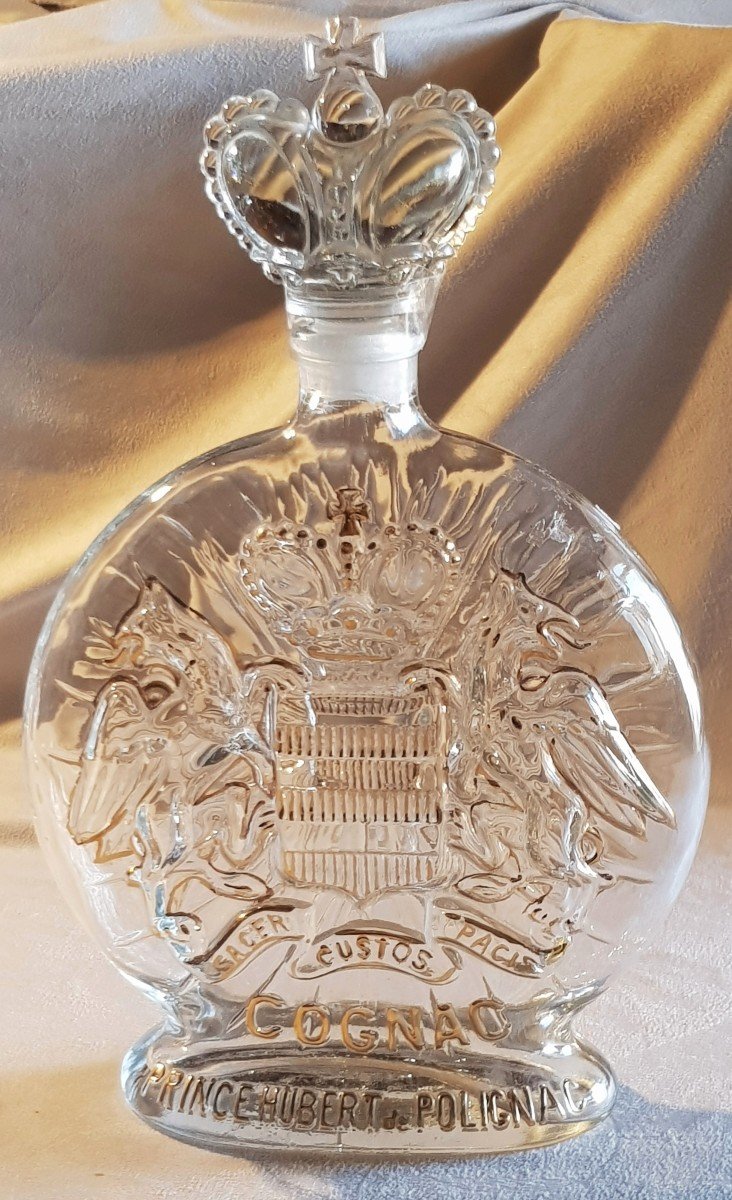 vecchia bottigliain vetro stampato cognac  Prince Hubert de Polignac