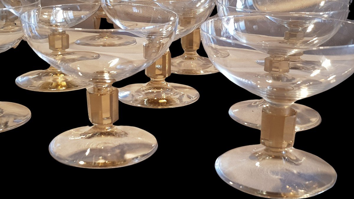 set di 12 coppe di cristallo antiche Art Déco-photo-2