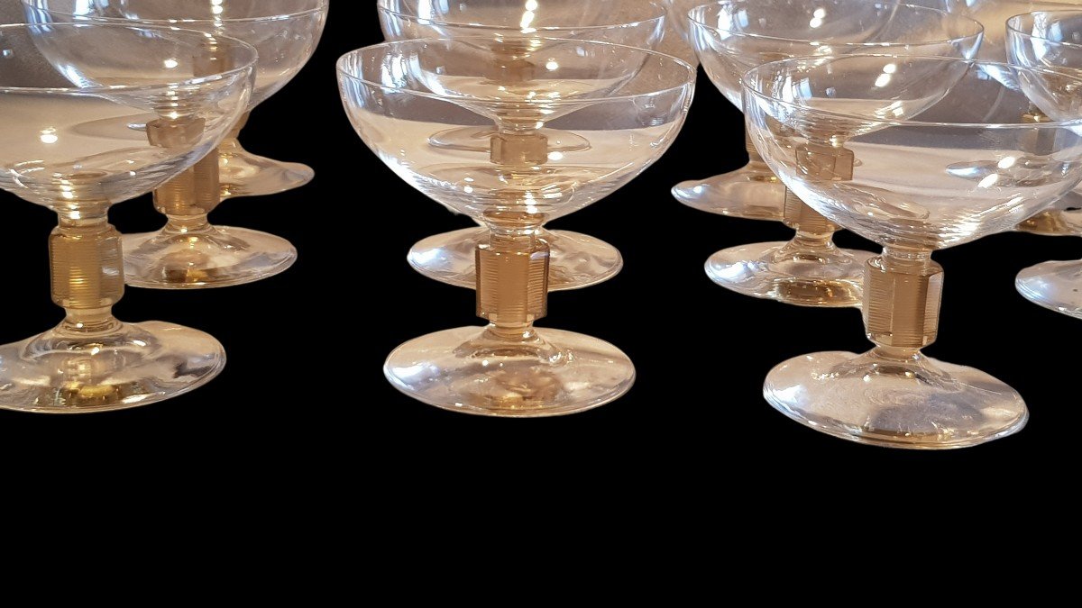 set di 12 coppe di cristallo antiche Art Déco-photo-3