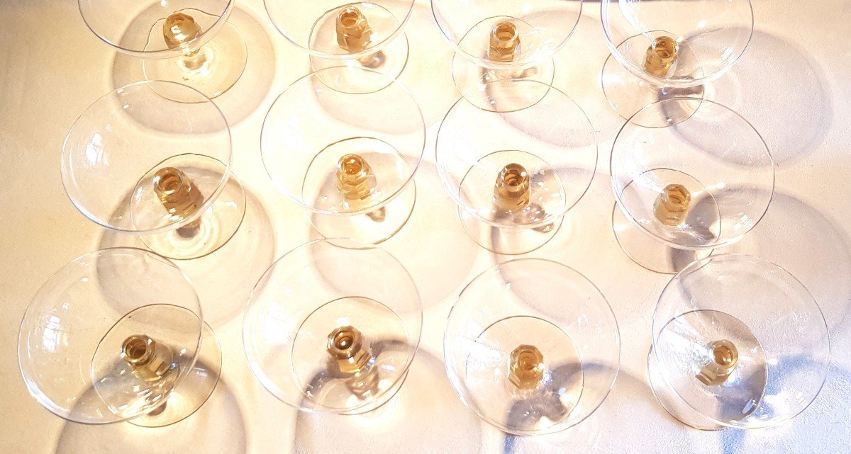 set di 12 coppe di cristallo antiche Art Déco-photo-2