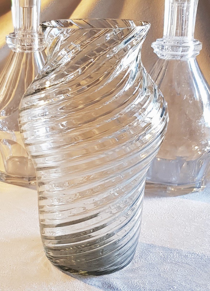 vaso antico in vetro soffiato torsadé-photo-2