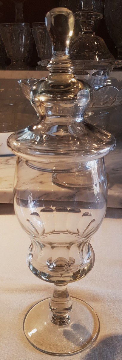 Coppia di antichi vasi con coperchio in cristallo-photo-4