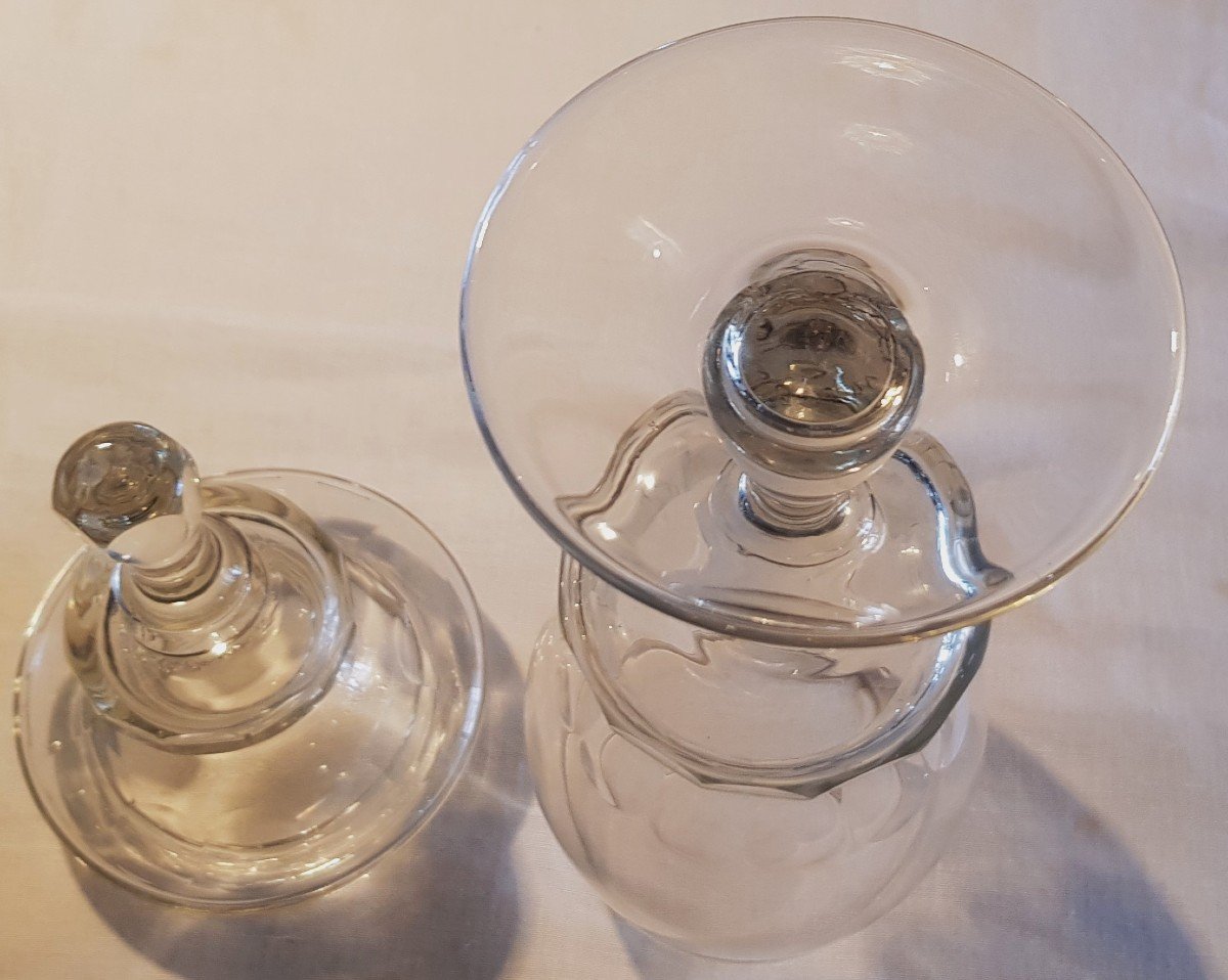 Coppia di antichi vasi con coperchio in cristallo-photo-5