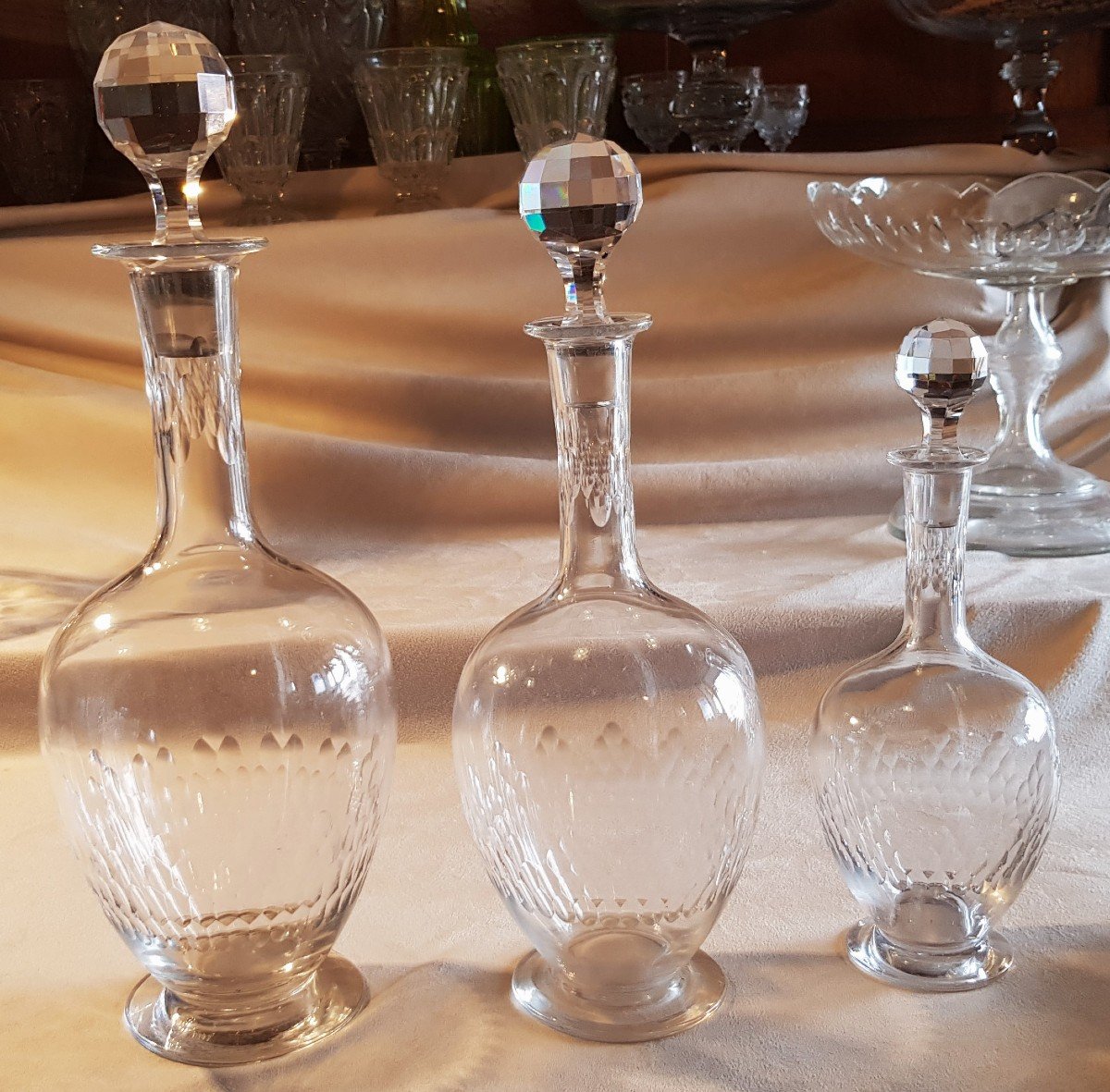 tre bottiglie antiche  in cristallo Baccarat modello Richelieu-photo-2