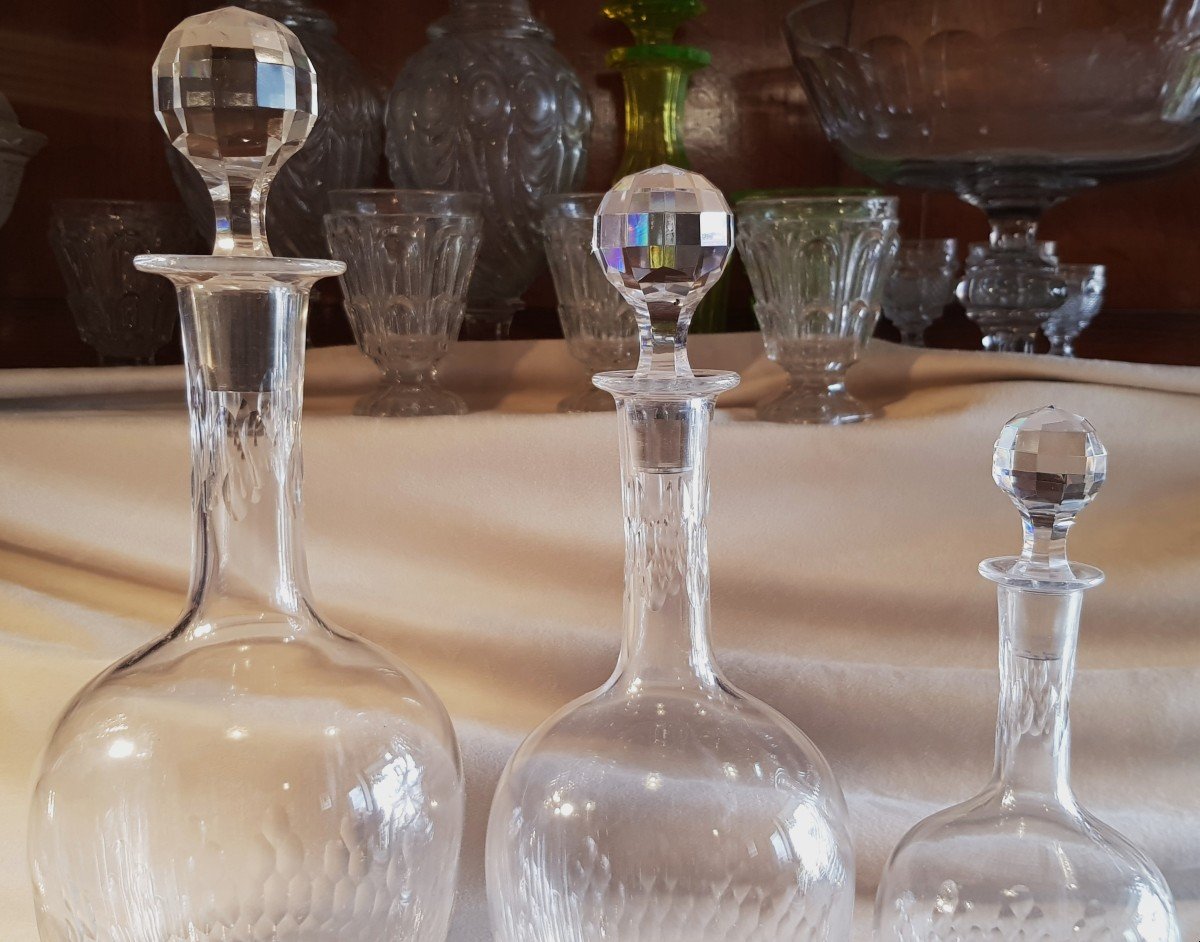 tre bottiglie antiche  in cristallo Baccarat modello Richelieu-photo-3