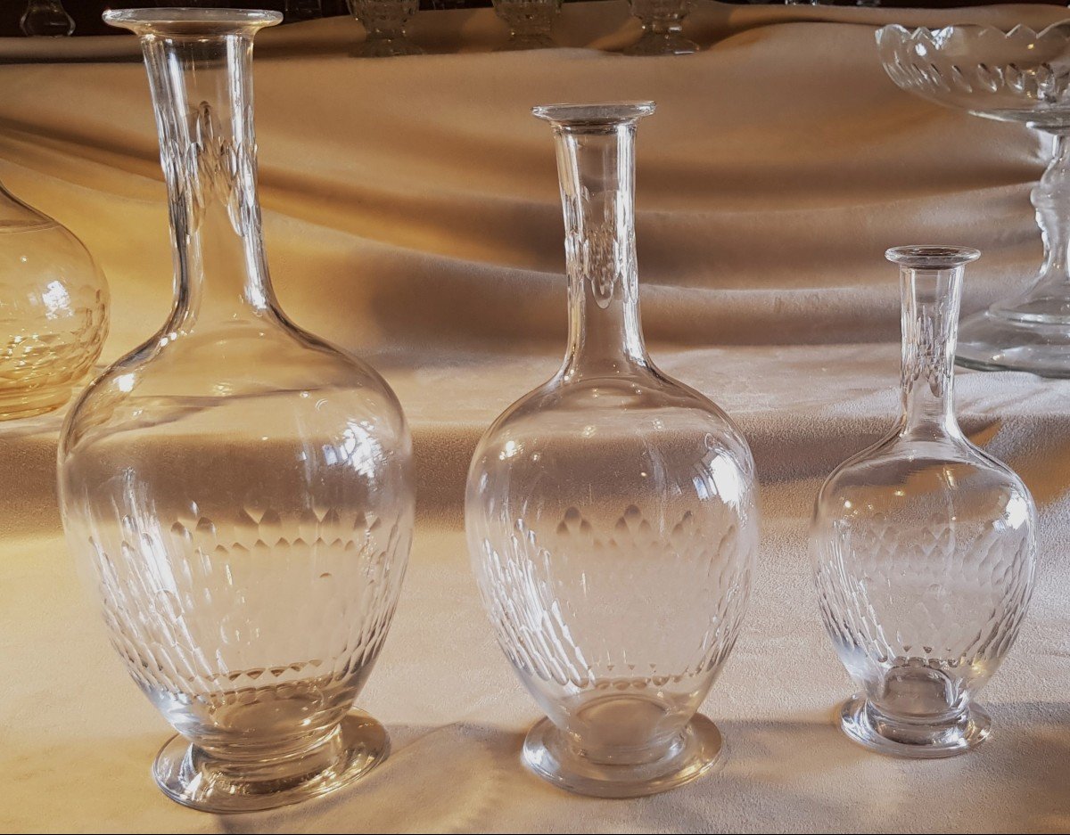 tre bottiglie antiche  in cristallo Baccarat modello Richelieu-photo-1