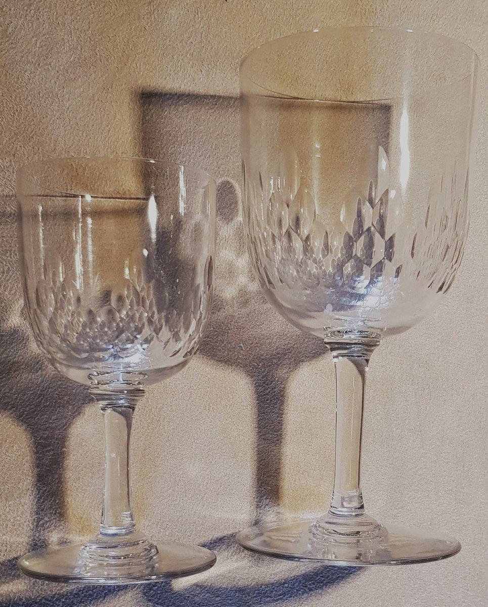 Lotto di 11 bicchieri antichi in Cristallo Baccarat modello Richelieu-photo-4