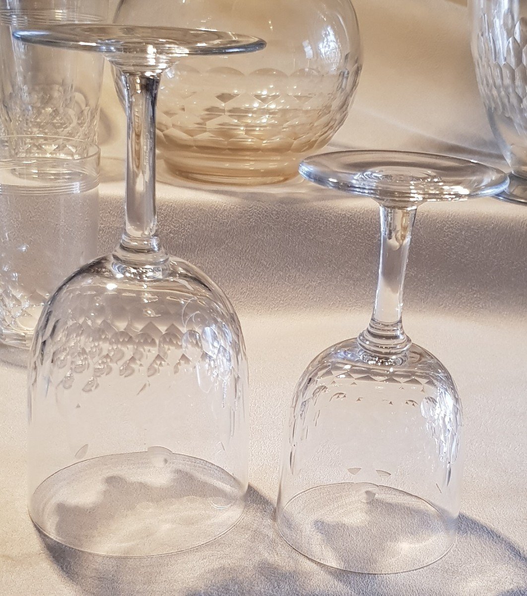 Lotto di 11 bicchieri antichi in Cristallo Baccarat modello Richelieu-photo-1