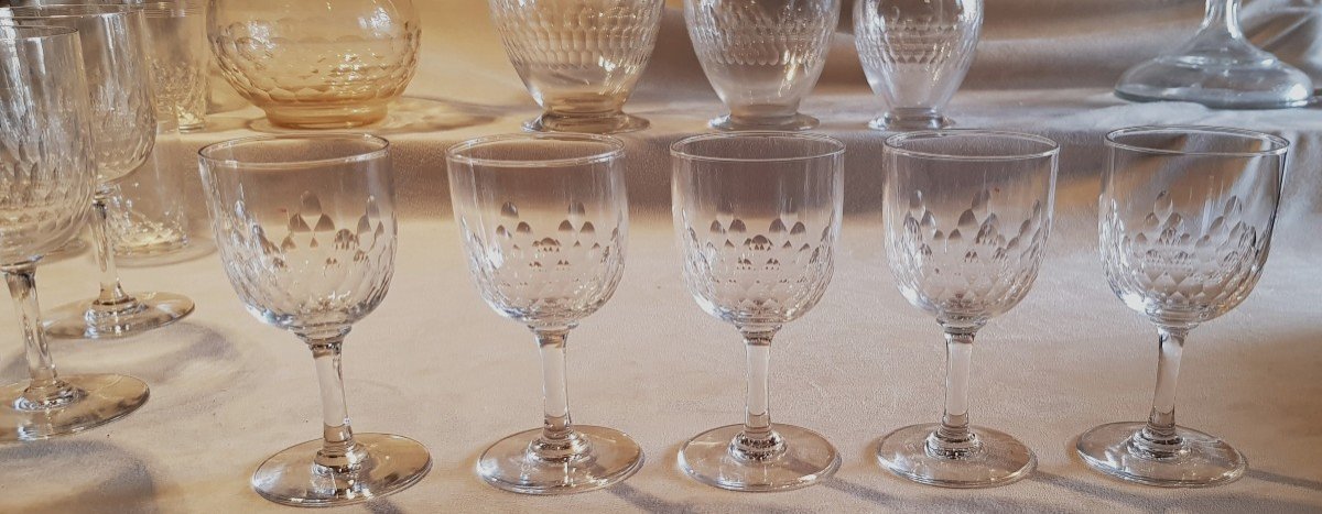 Lotto di 11 bicchieri antichi in Cristallo Baccarat modello Richelieu-photo-5