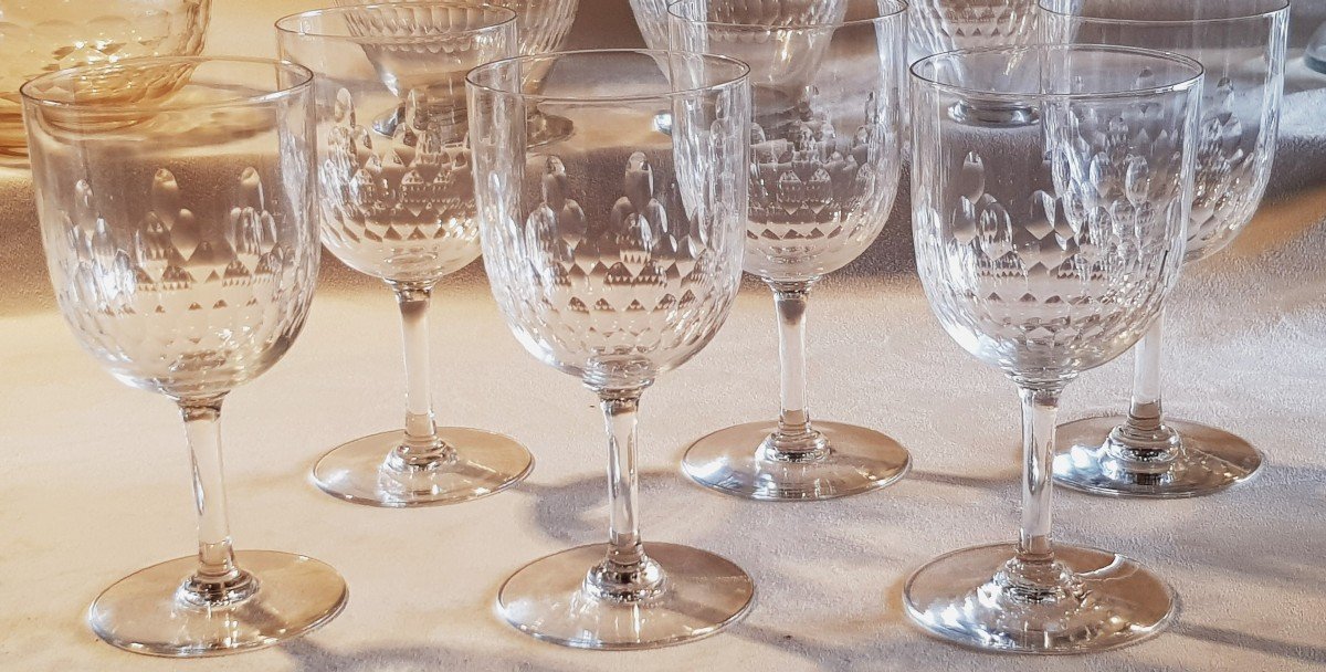 Lotto di 11 bicchieri antichi in Cristallo Baccarat modello Richelieu-photo-6