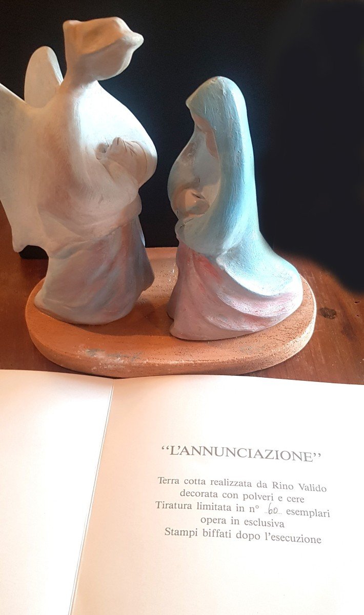scultura in terracotta policroma L'Annunciazione di Rino Valido-photo-2
